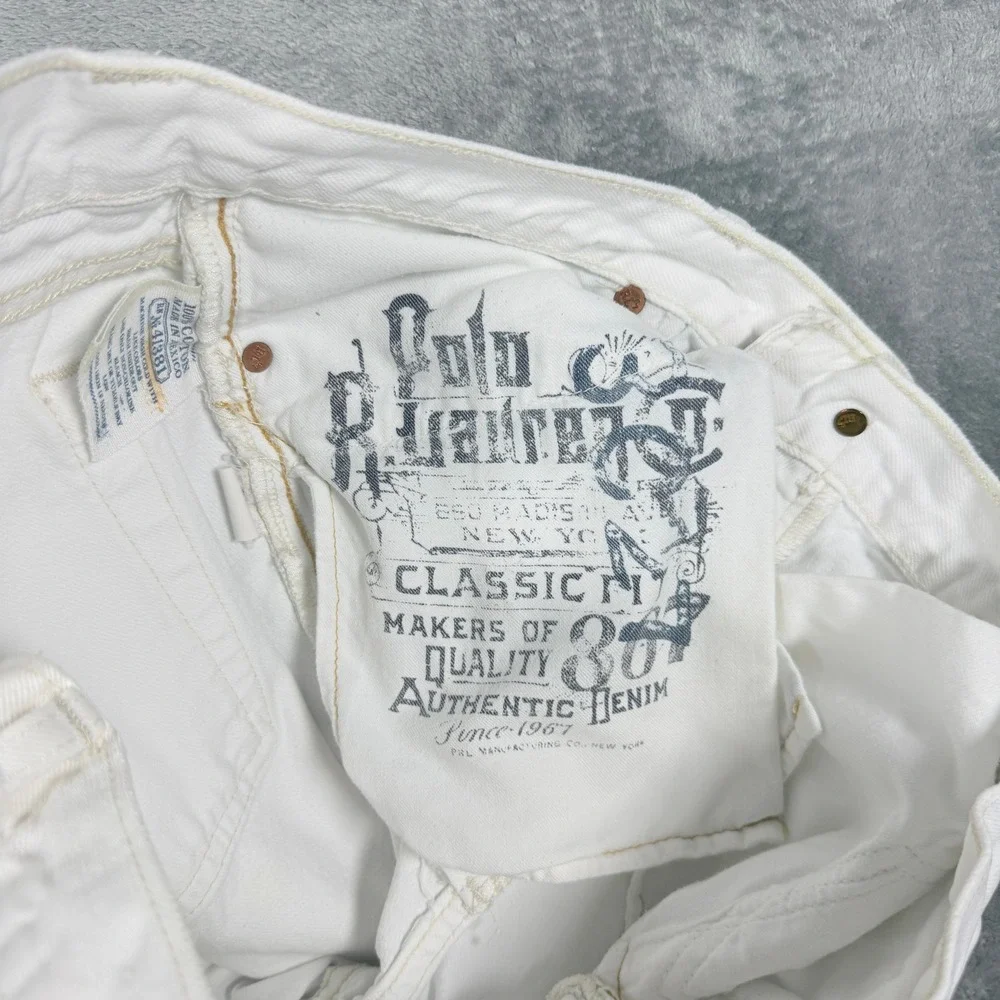 Polo Ralph Lauren Mens 34x32 Y2K Classic Fit Hudson White Straight Leg Denim